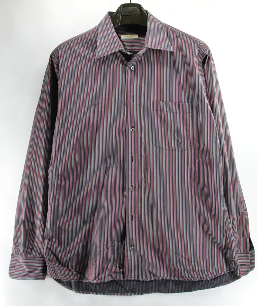 Vintage Burberry London Button Down Shirt Mens Large Multicolor Stripes Cotton